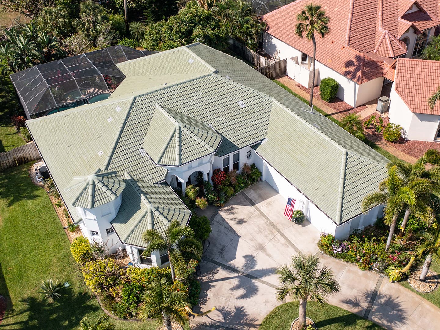 green tile roof